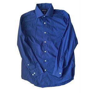 Bonobos Slim Fit 16x32 Long Sleeve Button Down Dress Shirt Blue With Dots